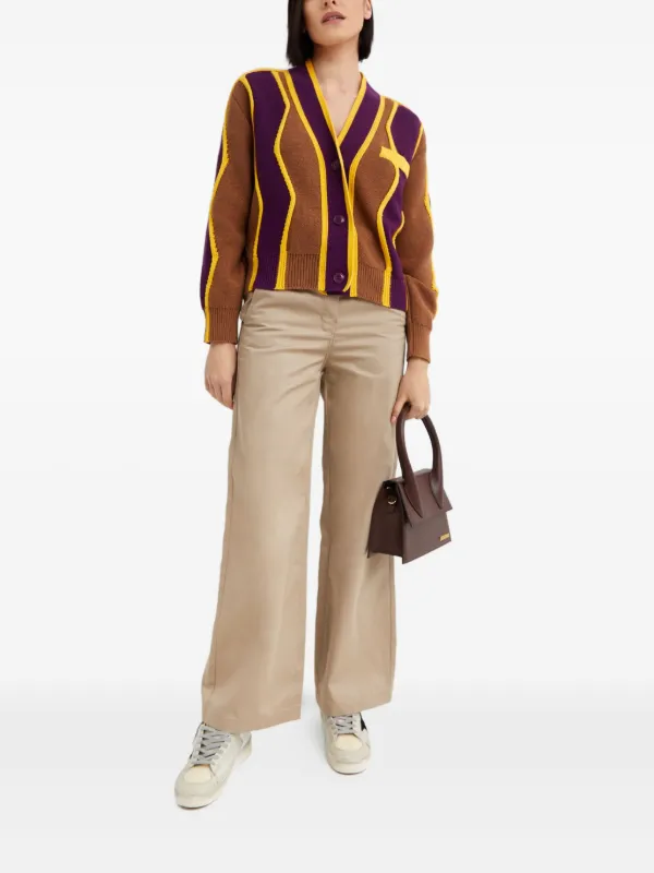 Kenzo wavy-stripes Cardigan | Brown | FARFETCH GE