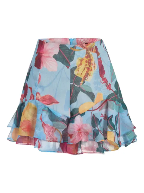 PatBO ruffled floral shorts