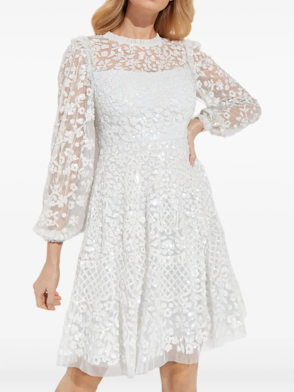 Needle & Thread Seren jurk verfraaid met pailletten en bloemen Blauw