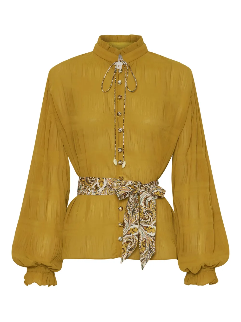 Ixiah Ruffled Tie-neck Blouse In Green