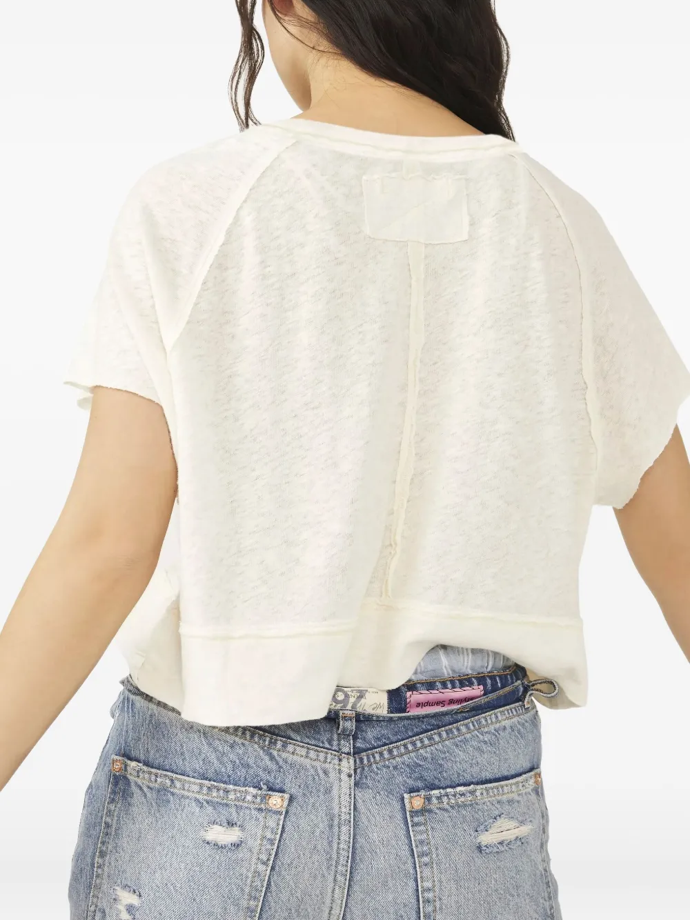 Free People button v-neck blouse - Beige