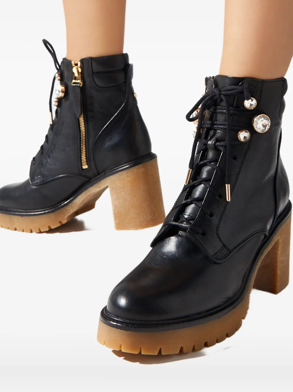 Sophia Webster 85mm Zadie Crystal-embellished Lace-up Boots In Black