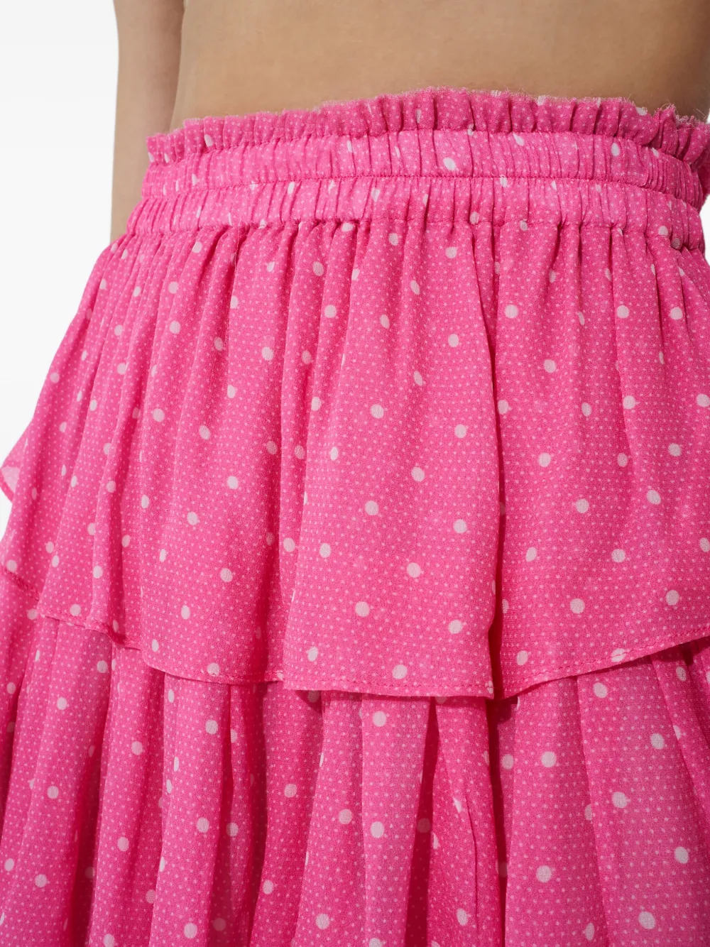 LoveShackFancy Mini-rok met stippen en ruches Roze