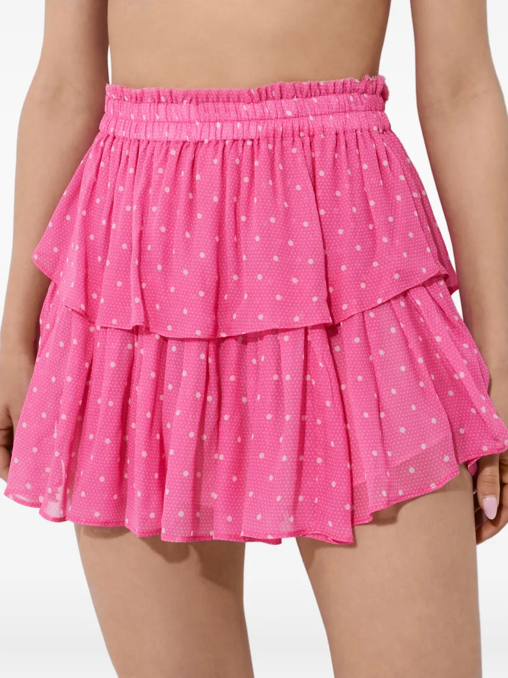 LoveShackFancy Mini-rok met stippen en ruches Roze