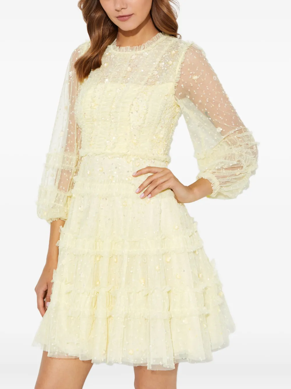 Needle & Thread  robe courte Violet à sequins | jaune | Image 1