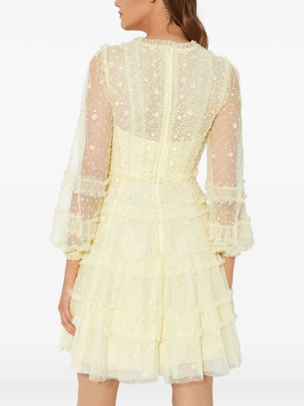 Needle & Thread Violet mini-jurk met pailletten Geel