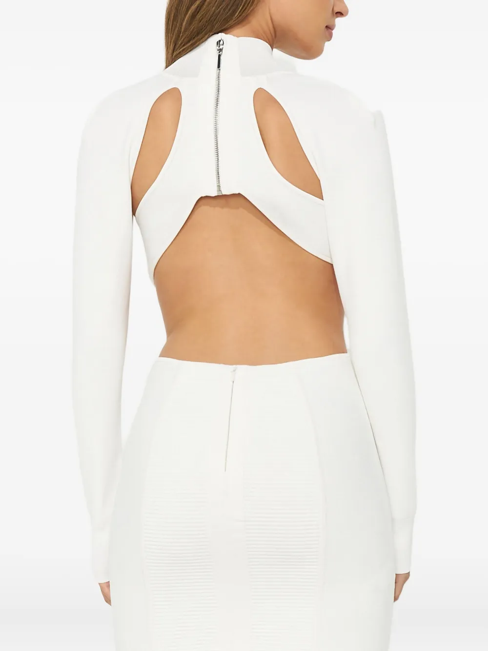 Herve Leger Cut Out-detailed Mini Dress In Neutral