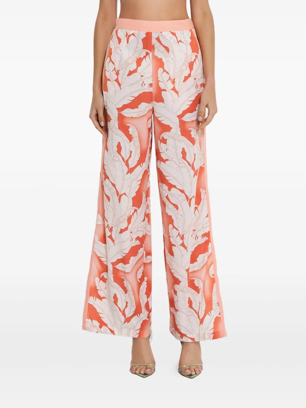 Mystique Palm Leaf-motif Trousers In Orange