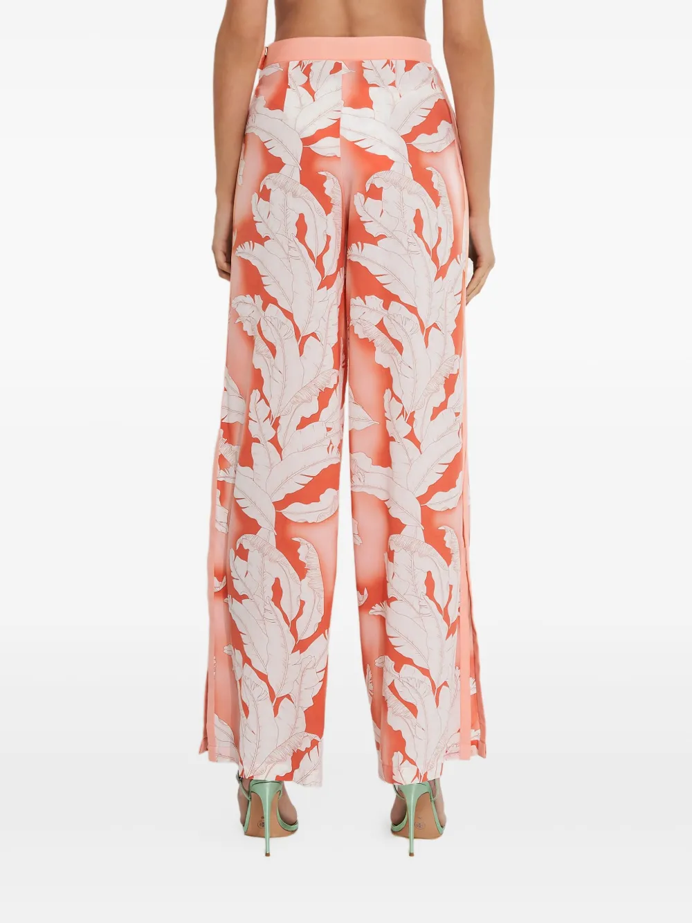 Mystique Palm Leaf-motif Trousers In Orange