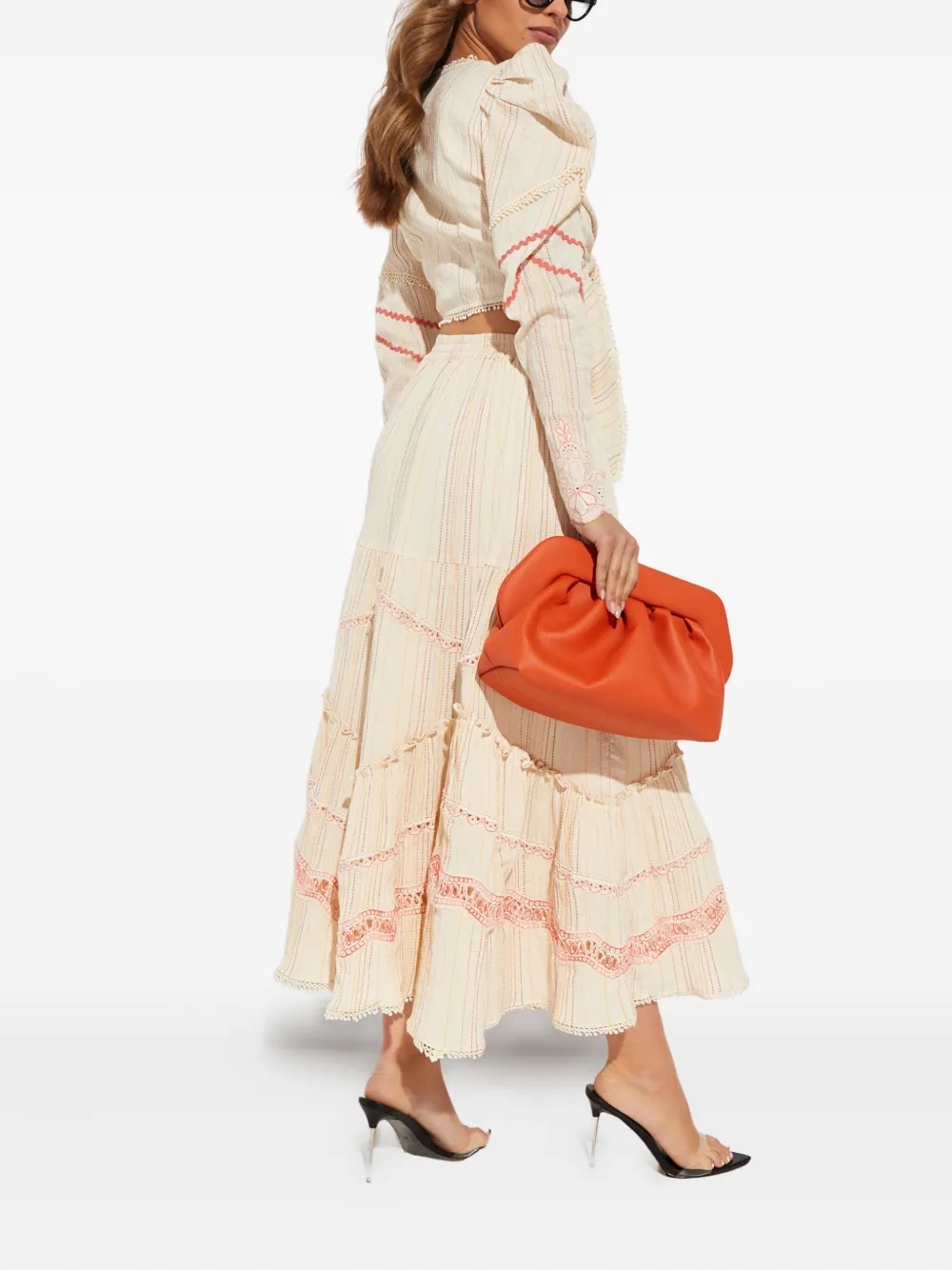 Hemant & Nandita Puff-sleeve Linen Blouse In Neutral
