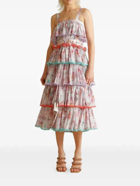 IXIAH Floret ruffled floral-print midi dress