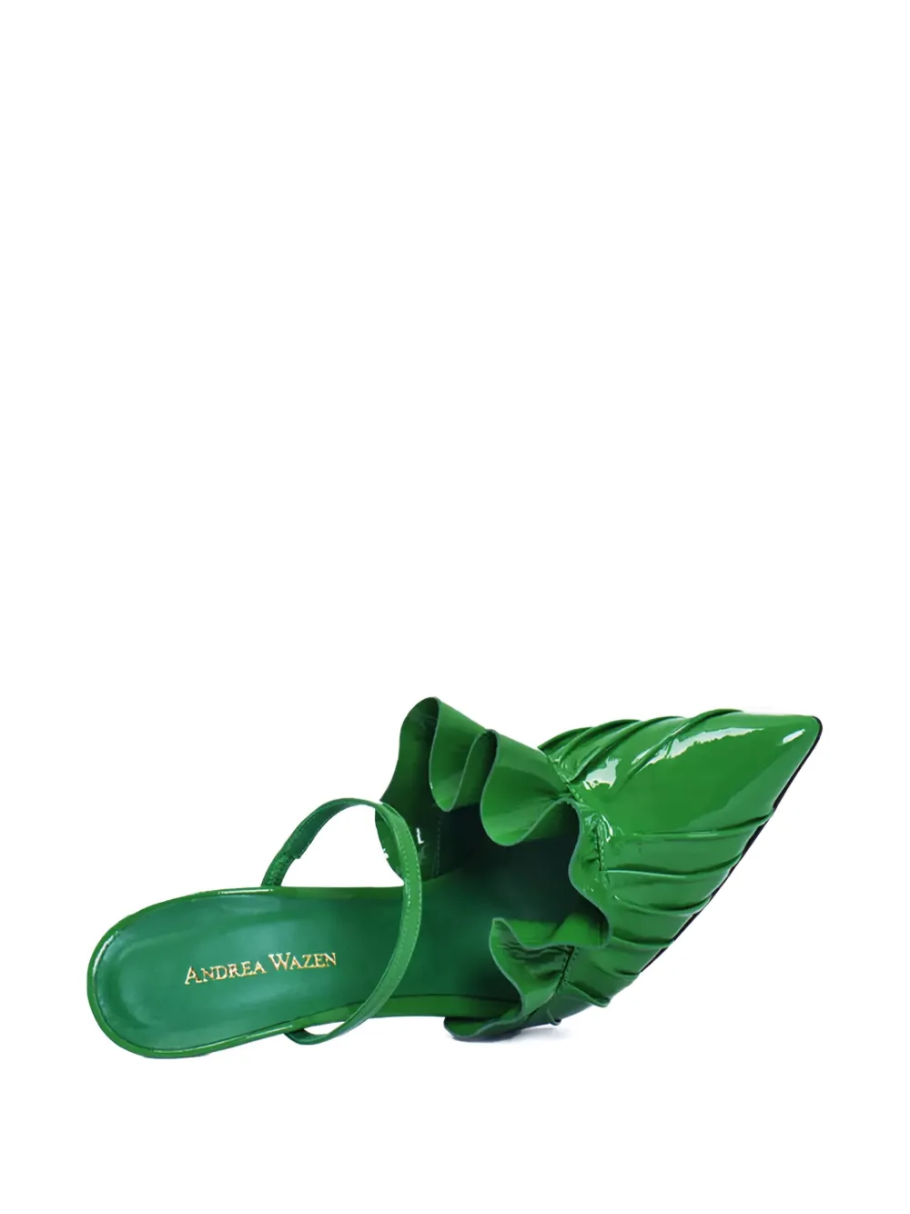 Andrea Wazen 105mm Franca Ruffled-detail Pumps In Green