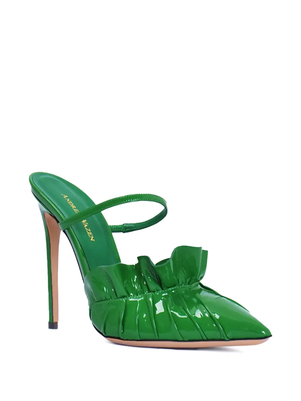 Andrea Wazen 105mm Franca Ruffled-detail Pumps In Green