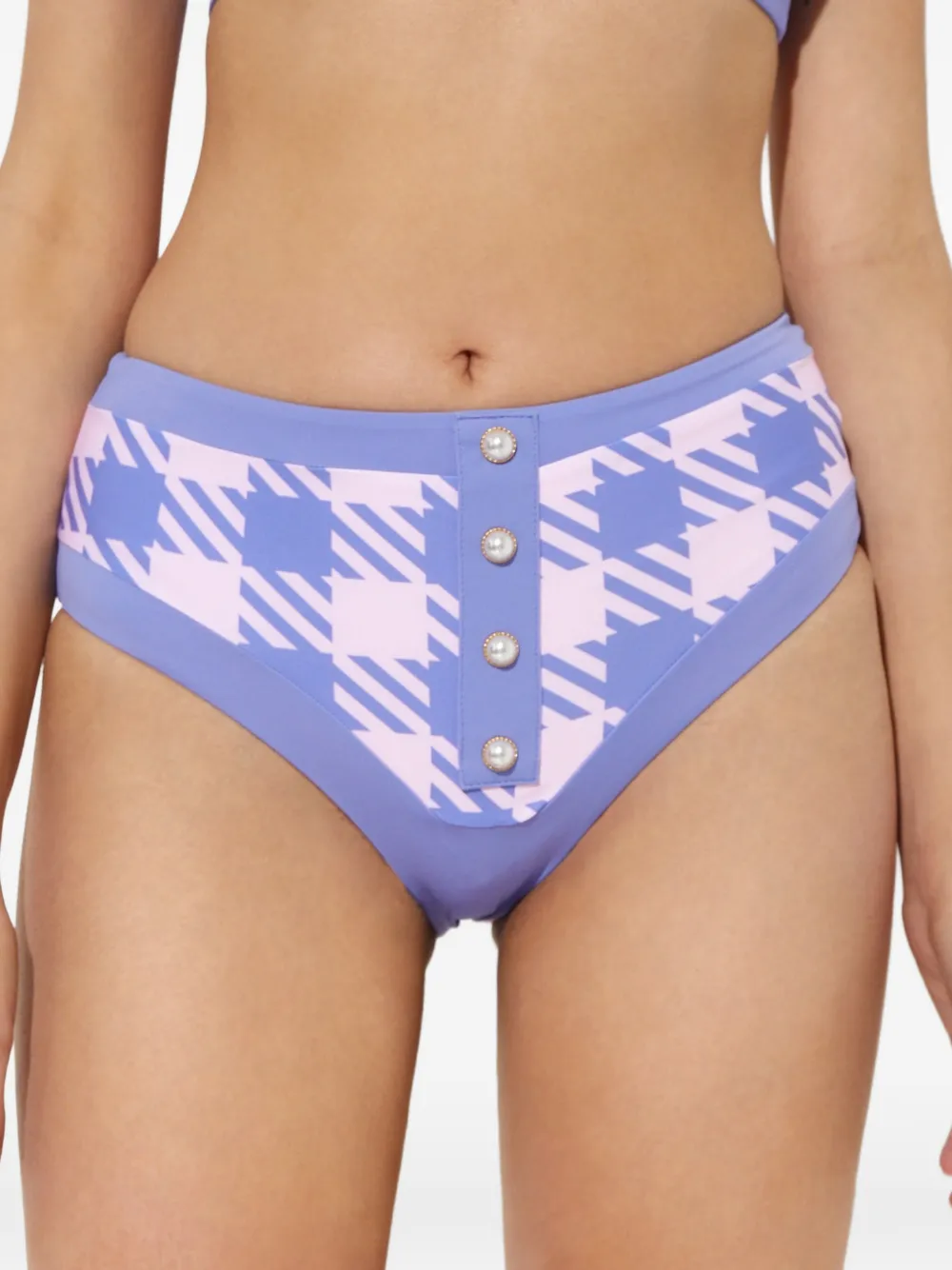 Beach Riot Slip bikini Isle con motivo pied-de-poule - Blu