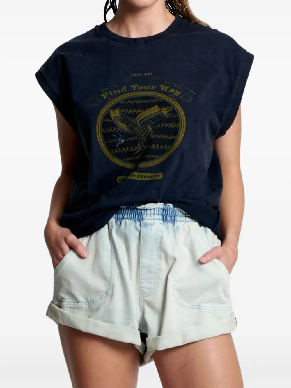 One Teaspoon Hunters elastische boyfriend shorts Blauw