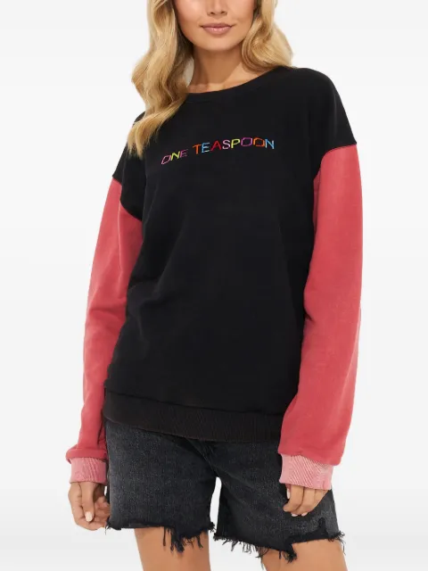 One Teaspoon contrast-sleeve printed sweatshirt