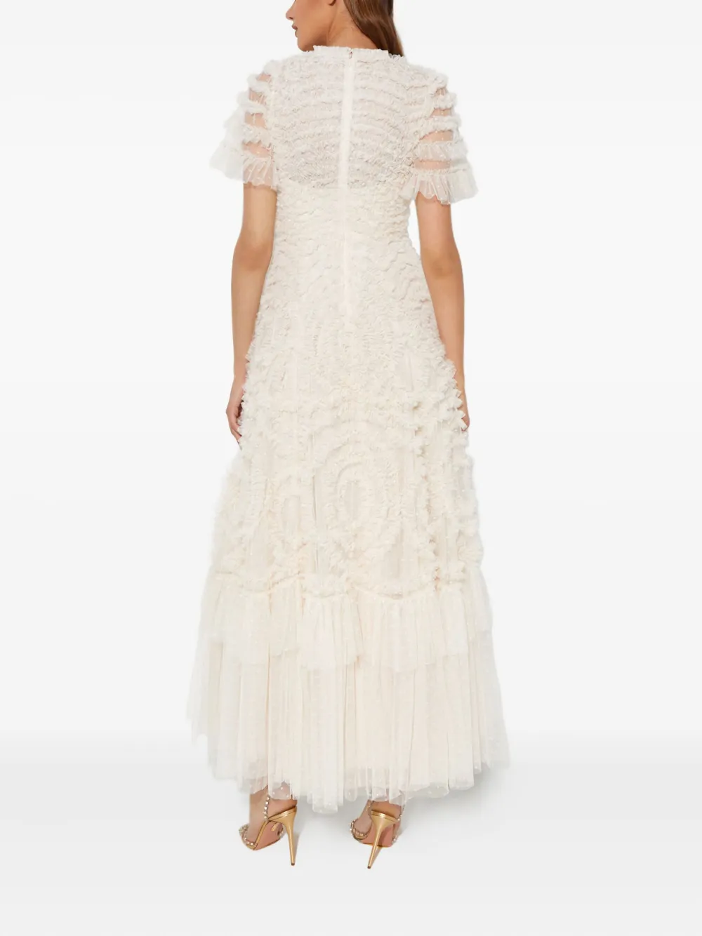 Needle & Thread Maxi-jurk met ruches Beige