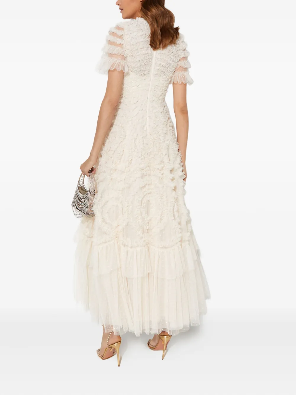 Needle & Thread Maxi-jurk met ruches Beige