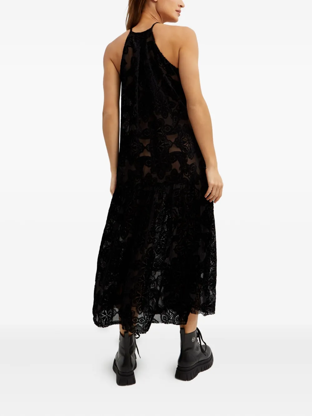 One Teaspoon Geplooide jurk met kant Zwart