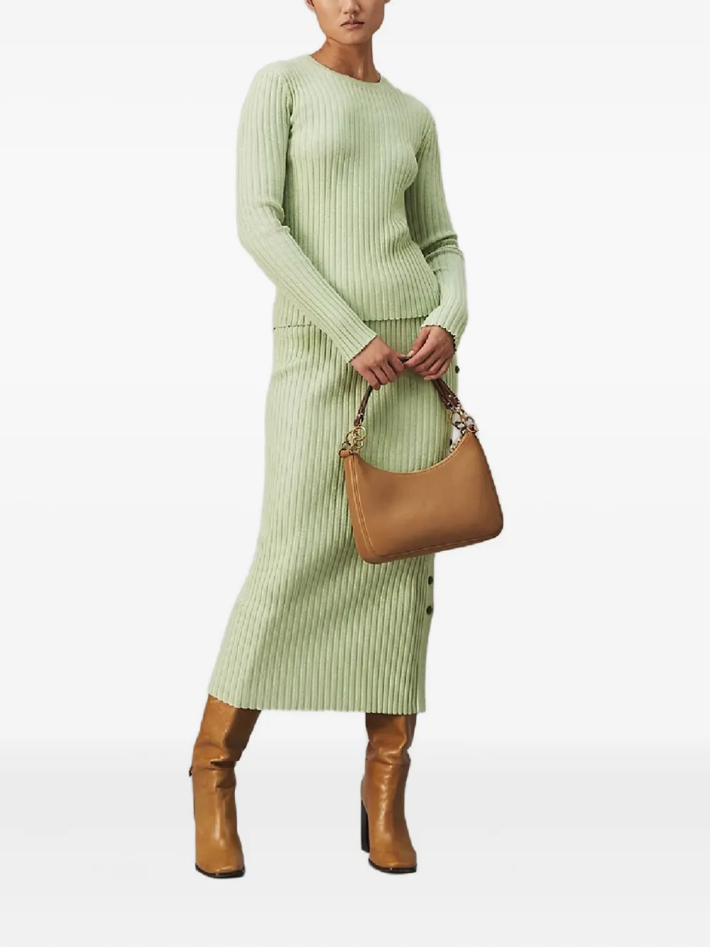 Tory Burch Geribbelde trui met knopen Groen