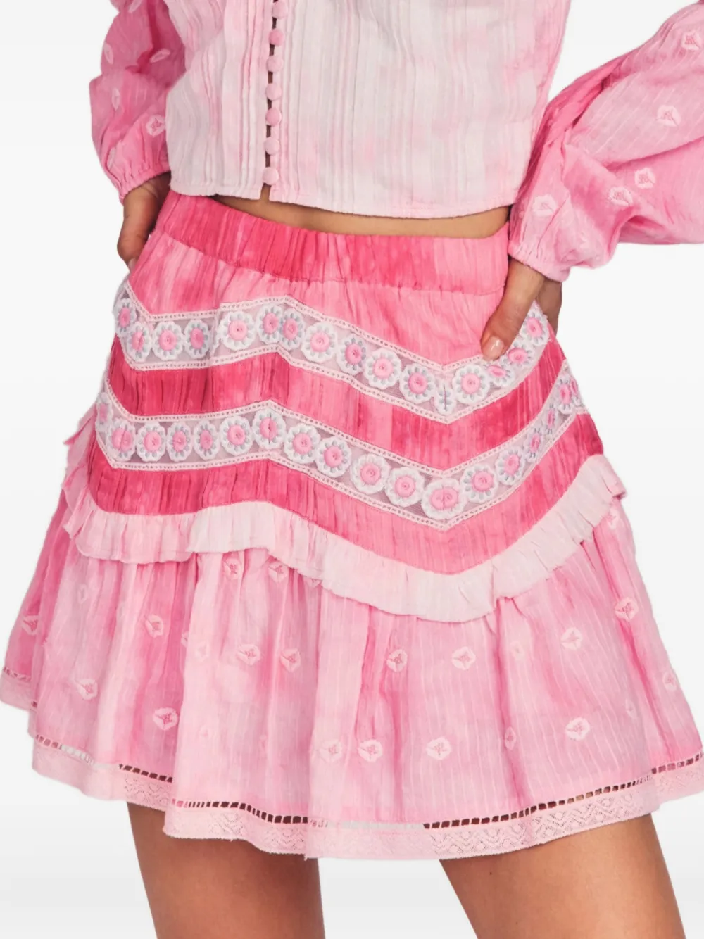 LoveShackFancy Felice tie-dye mini skirt | Pink | Image 1