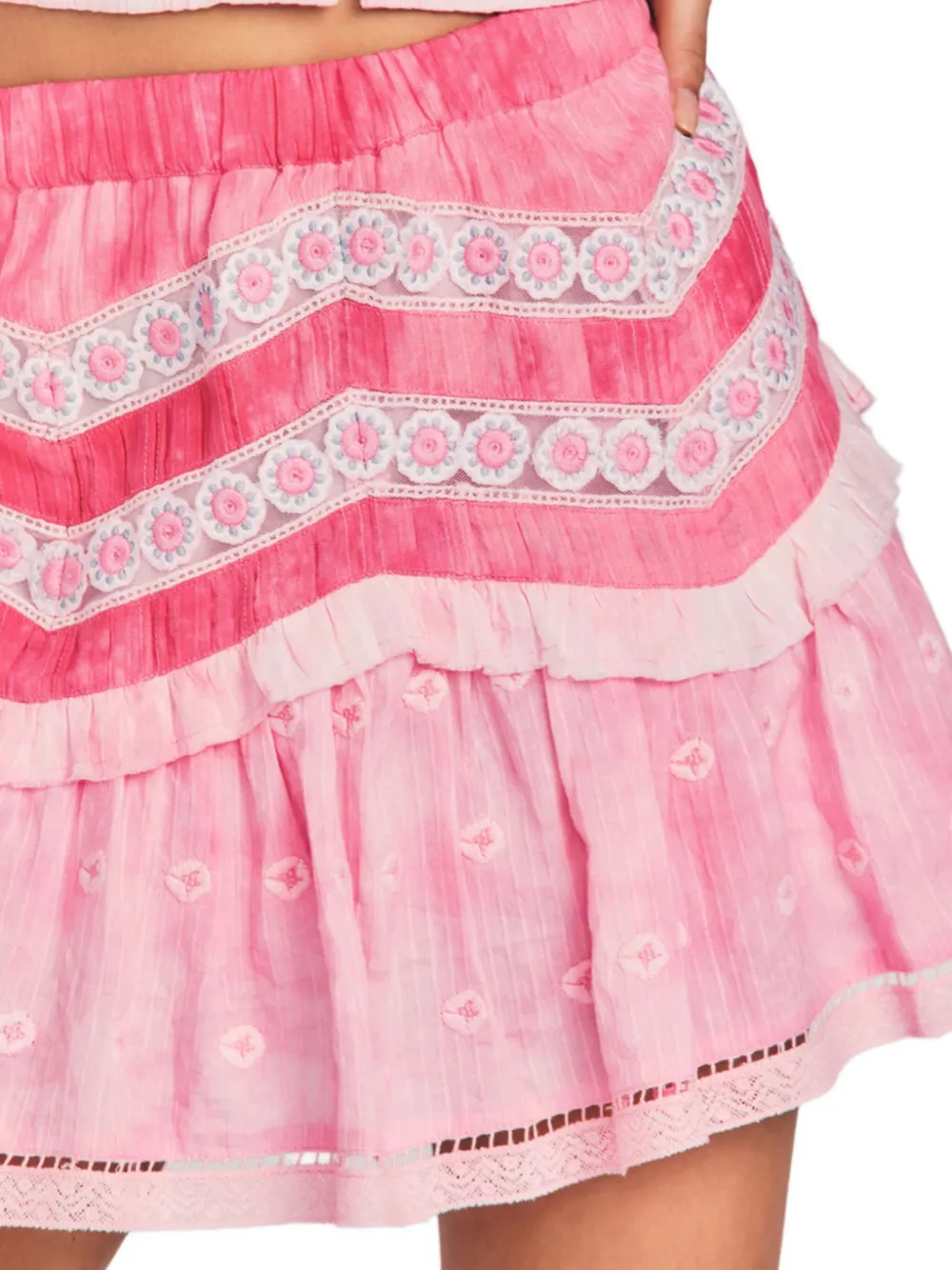 LoveShackFancy Felice mini-rok met tie-dye print Roze