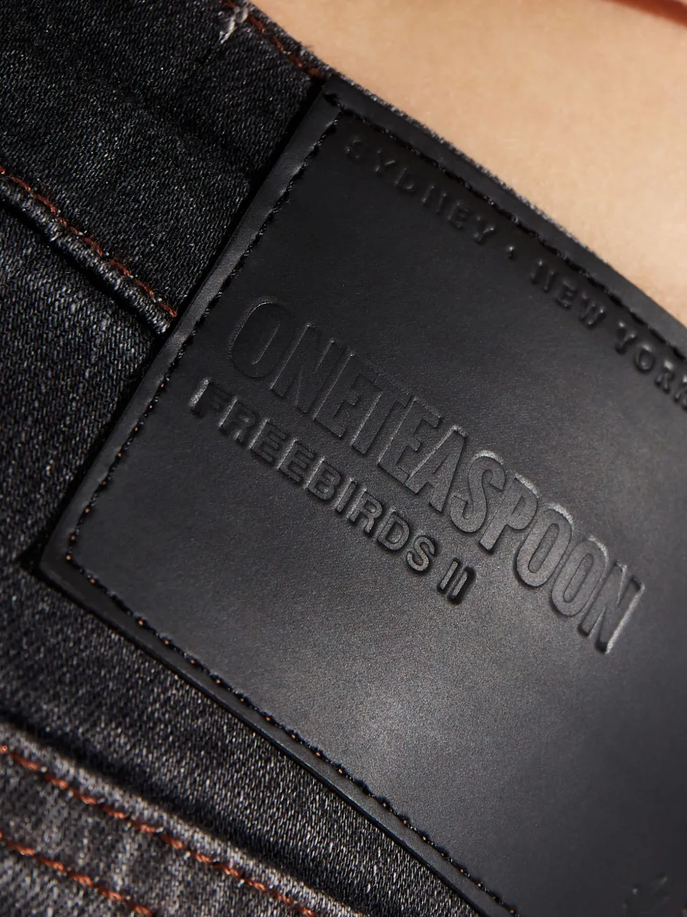 One Teaspoon Freebirds Ii Logo-patch Jeans In Black