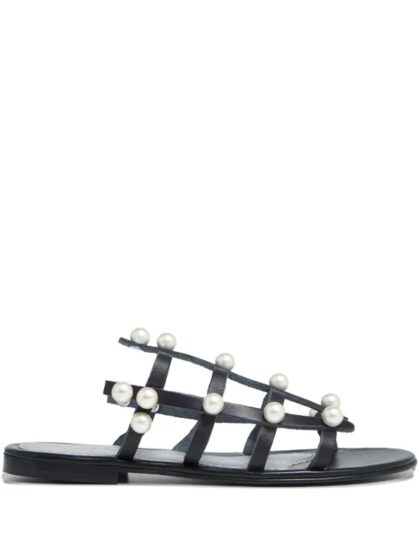 Elina Linardaki Dune pearl-embellished Sandals Black