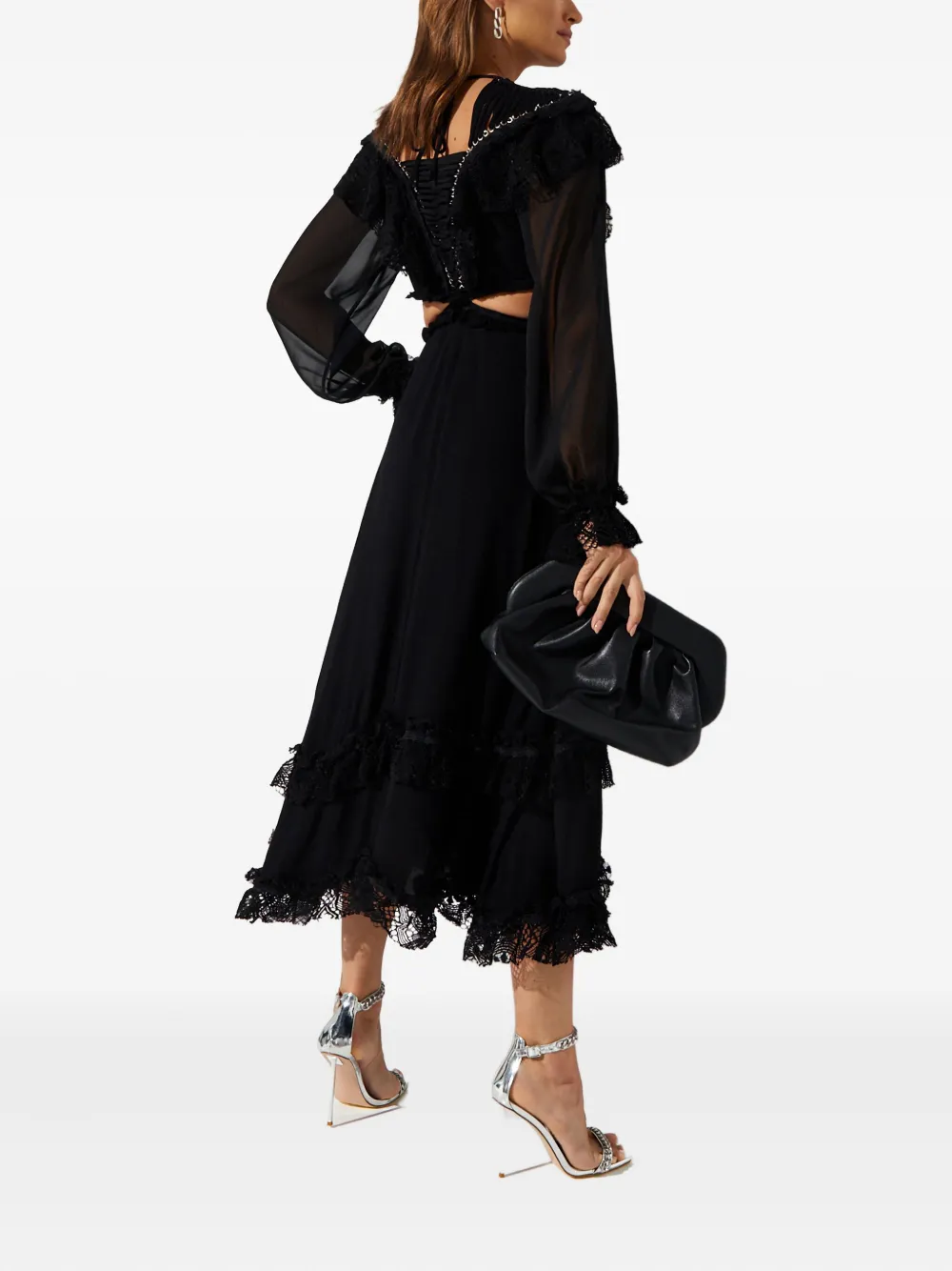 Ixiah Zinna Lace Midi Dress In Black