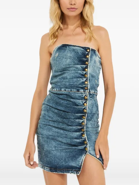 Retrofête button-fastening strapless mini dress