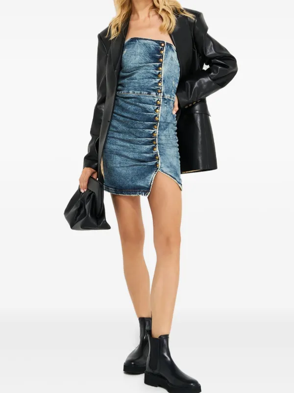 retrofete strapless mini dress Retrofete Chentari Sequin Strapless Mini Dress | Black