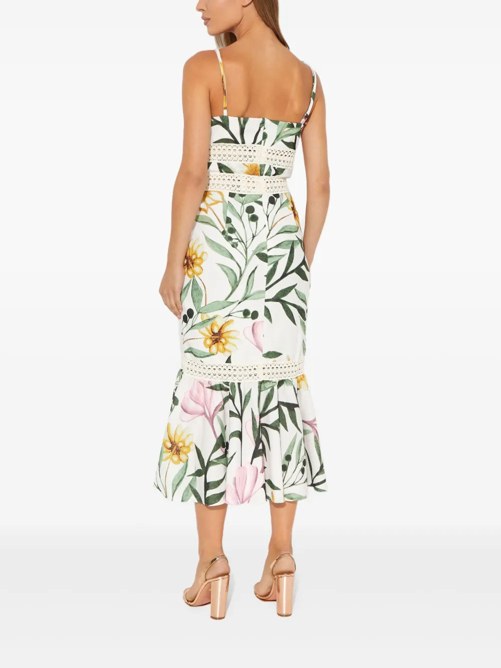 PatBO Jasmine midi-jurk met tropische print Wit