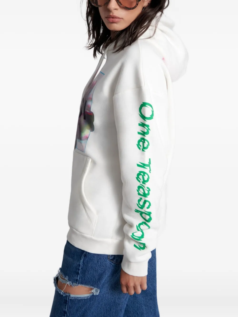 One Teaspoon Get Physical Printed Hoodie In White