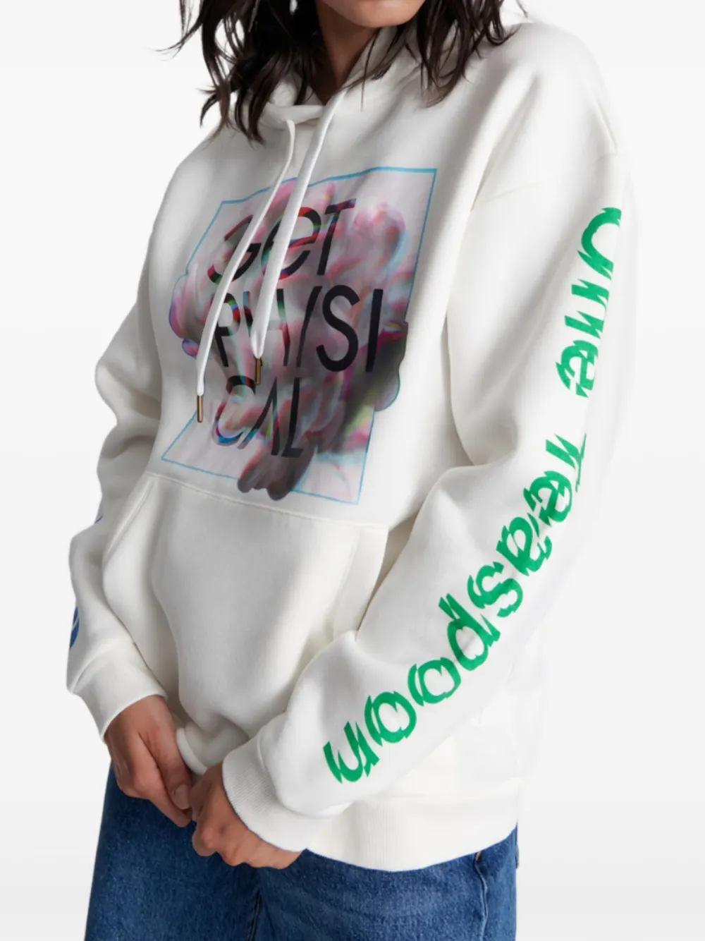 One Teaspoon Get Physical Printed Hoodie In White
