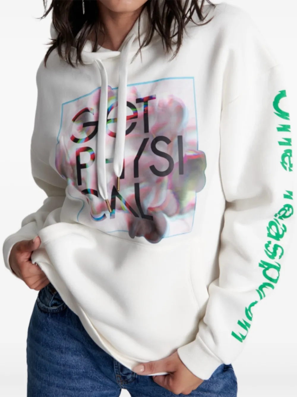 One Teaspoon Get Physical Printed Hoodie In White