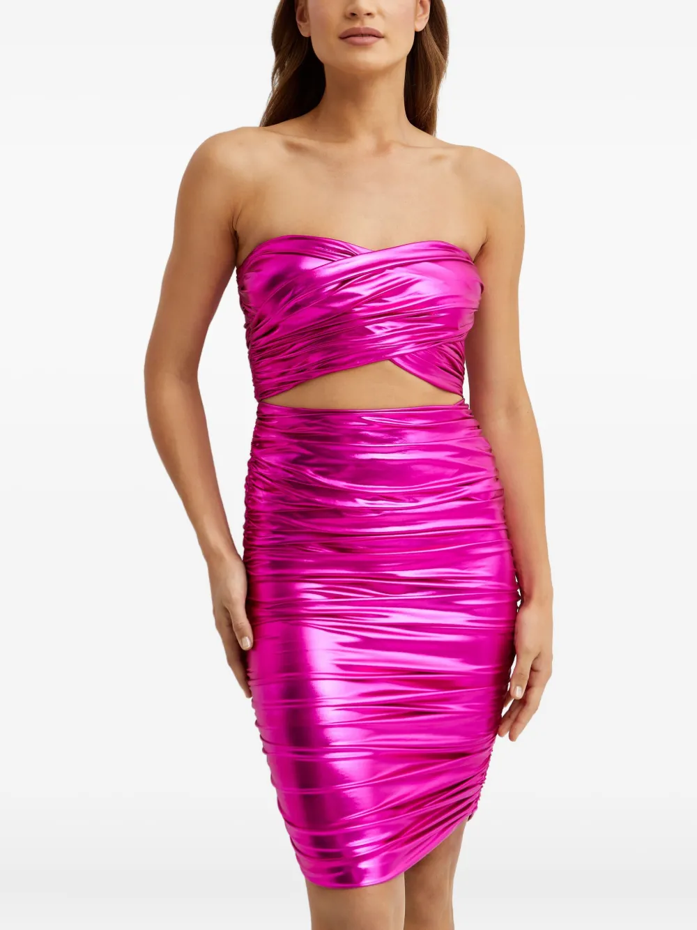 Bronx and Banco cut-out ruched mini dress | Pink | Image 1