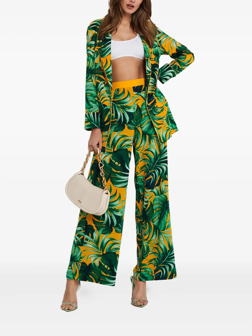 Mystique Leaf-print Blazer In Green