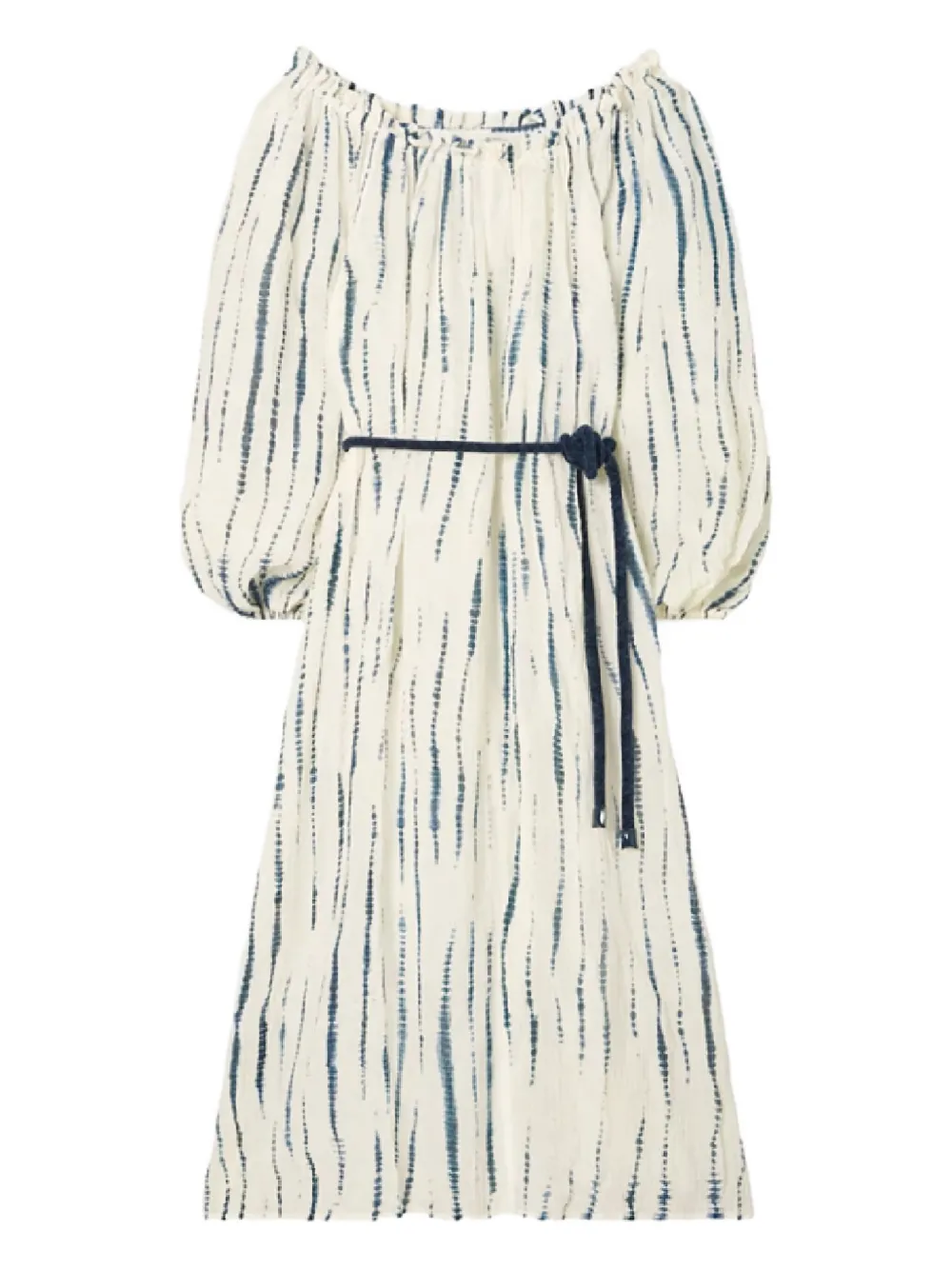 Tory Burch パフスリーブ ベルテッド ドレス - ニュートラル Tory Burch パフスリーブ ベルテッド ドレス - ニュートラル