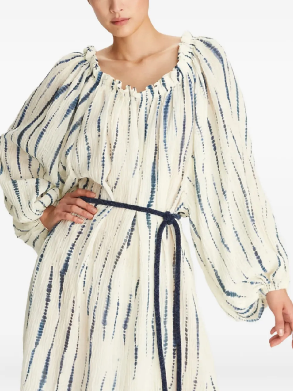 Tory Burch Midi-jurk met pofmouwen en ceintuur - Beige