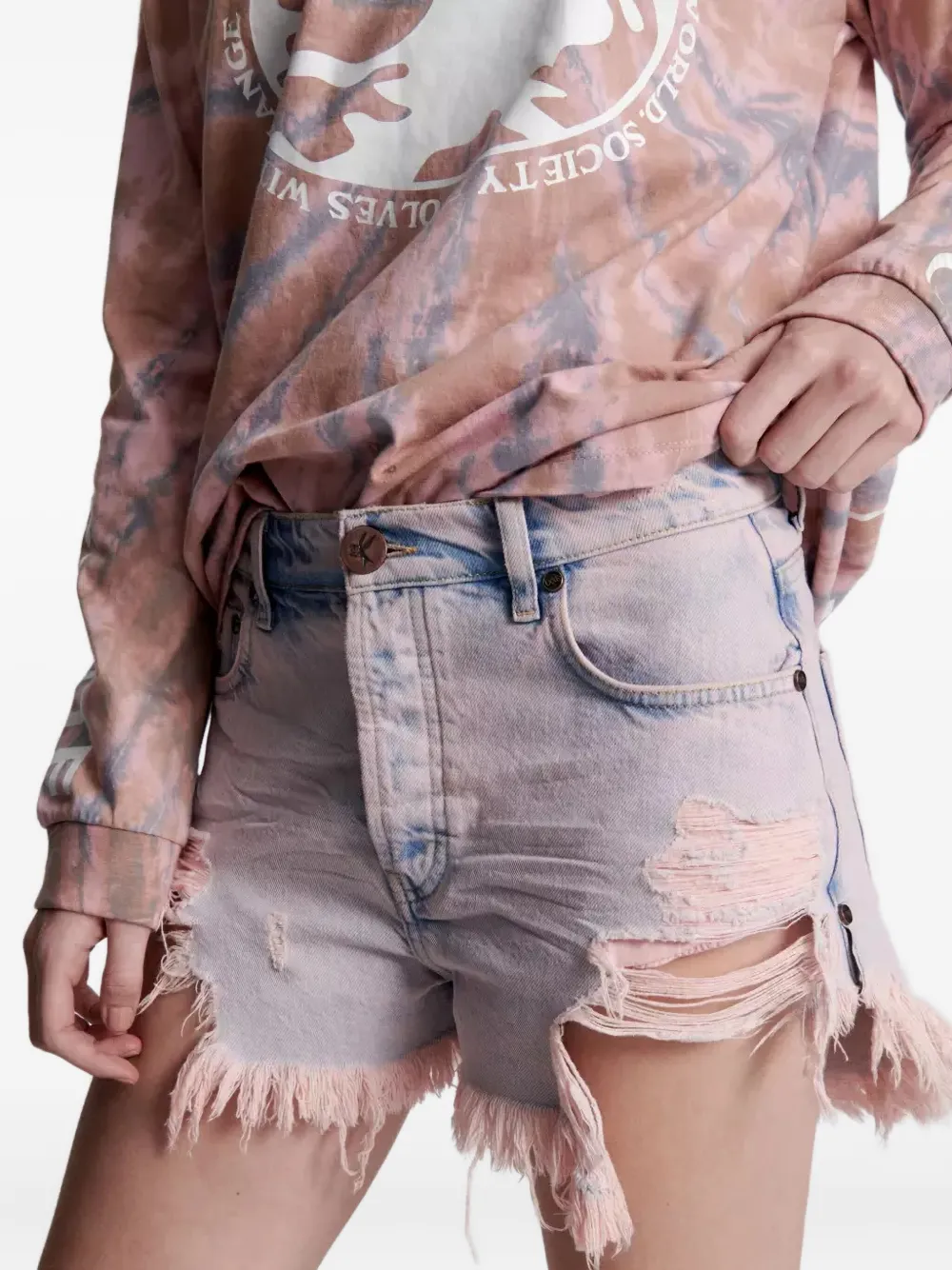 One Teaspoon Outlaws Denim Shorts In Pink