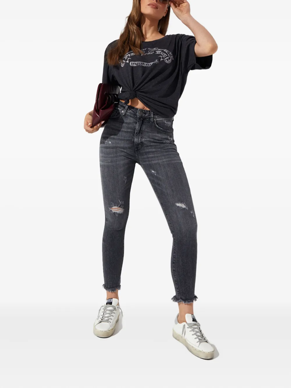 SEROYA Maya distressed jeans - Grijs