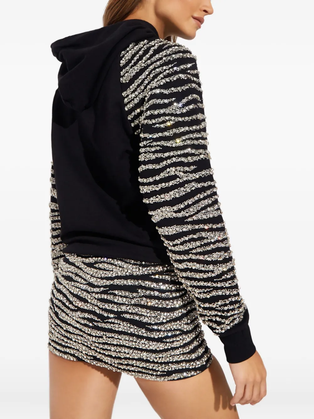 Retrofête Isa hoodie met pailletten Zwart