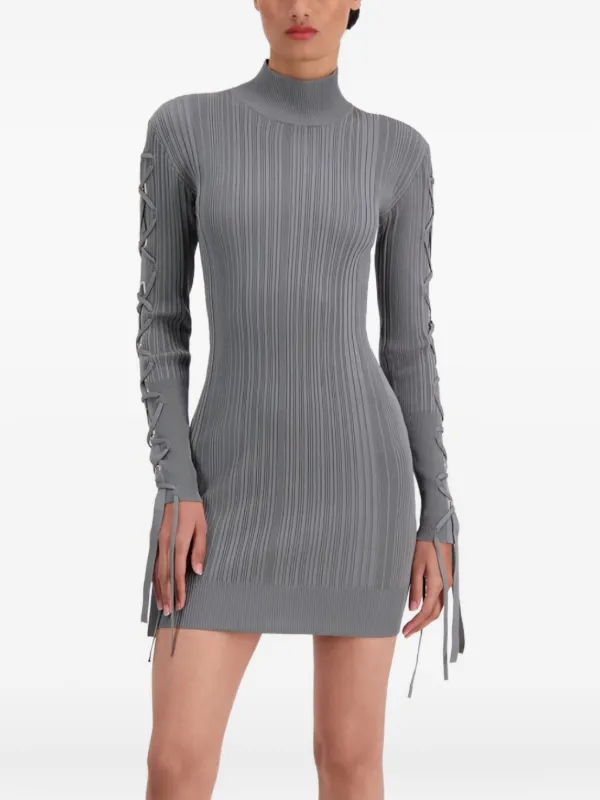 herve leger grey dress Variegated Rib Lace Mini Dress