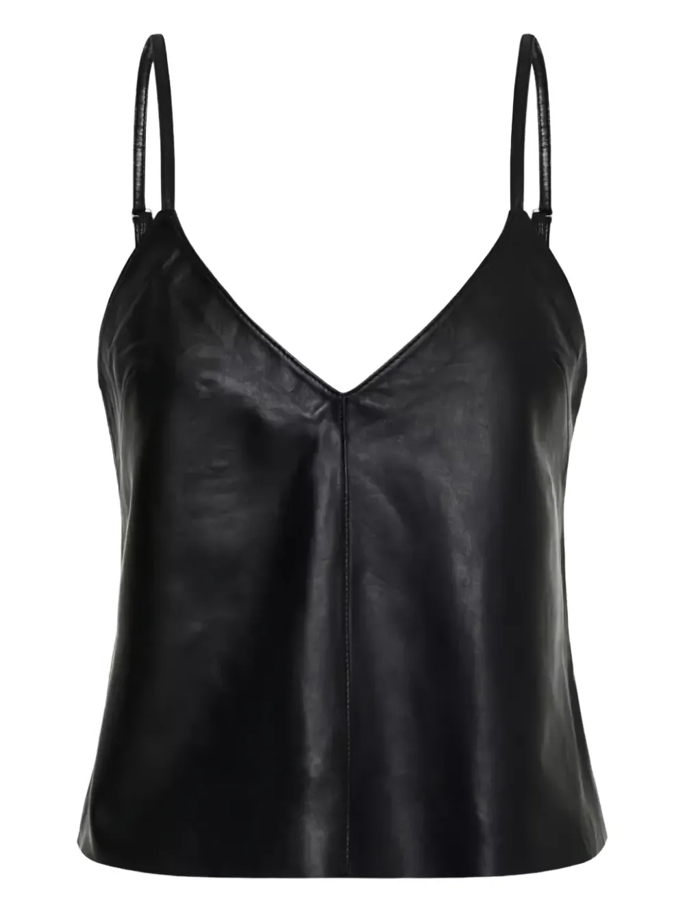 One Teaspoon V-neck Leather Tank Top In Black