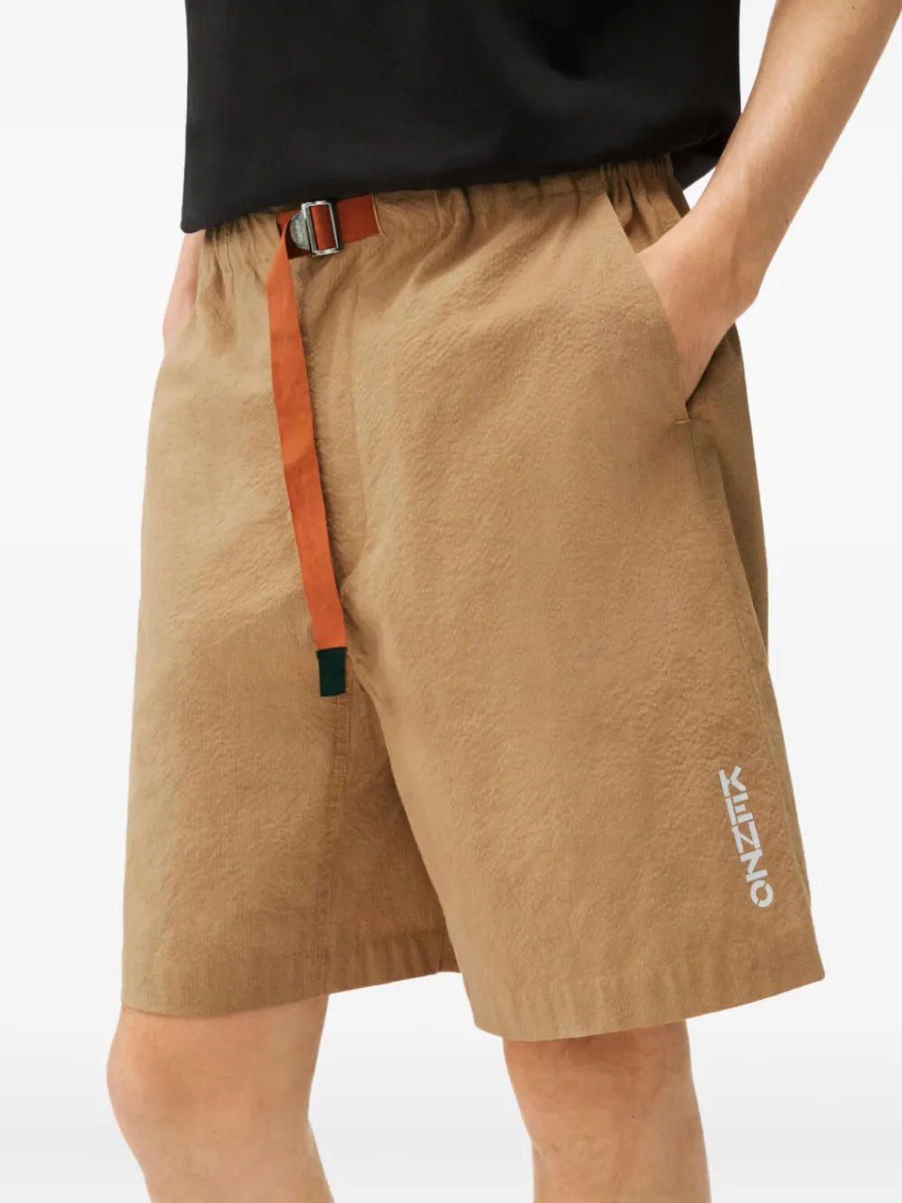 Kenzo Shorts met elastische tailleband en logo Beige