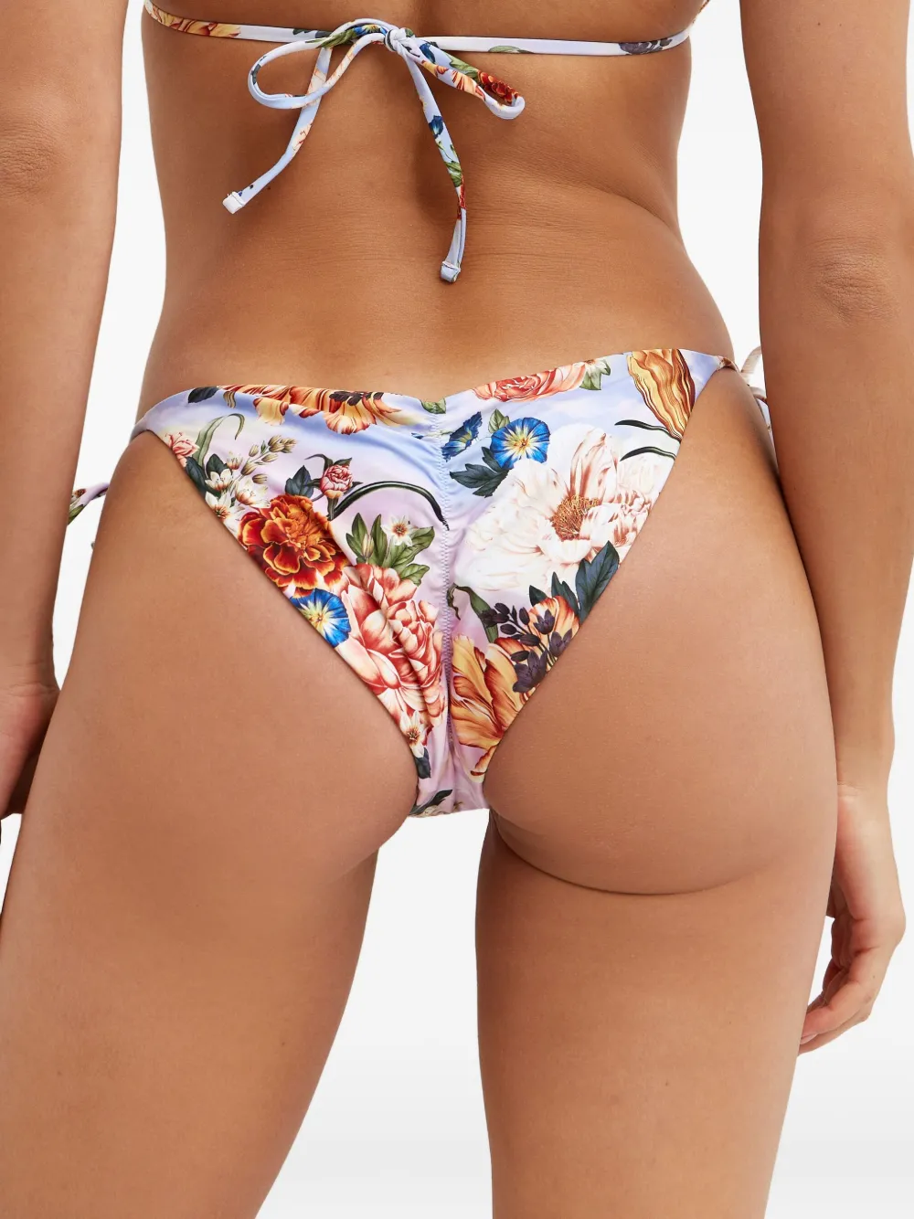 Agua Bendita Alegria Floral-print Beaded-detail Bikini Bottoms In Multi