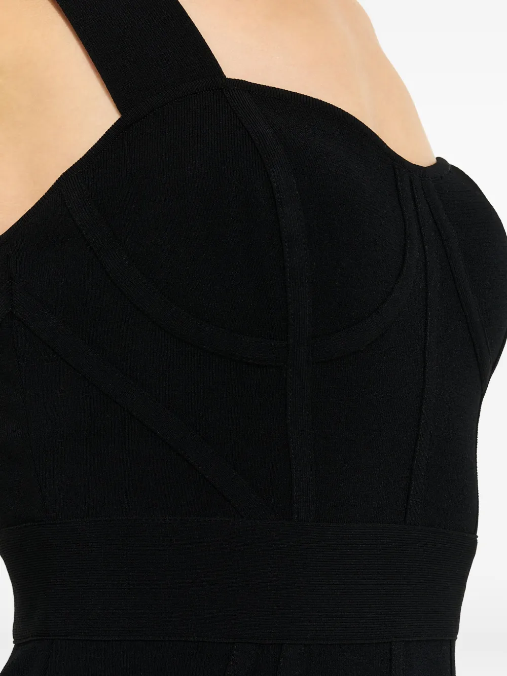 Herve Leger Sweatheart-neck Mini Dress In Black