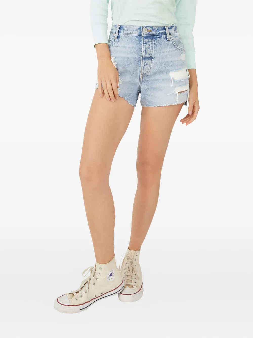Free People Gerafelde shorts - Blauw