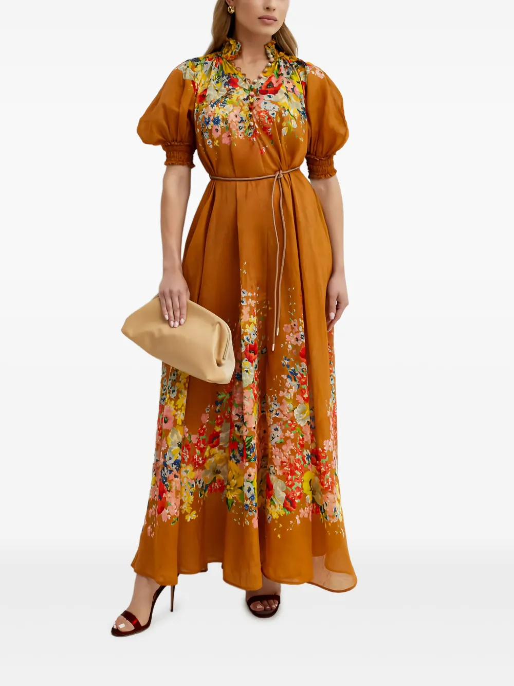 ZIMMERMANN Alight Swing midi-jurk Bruin