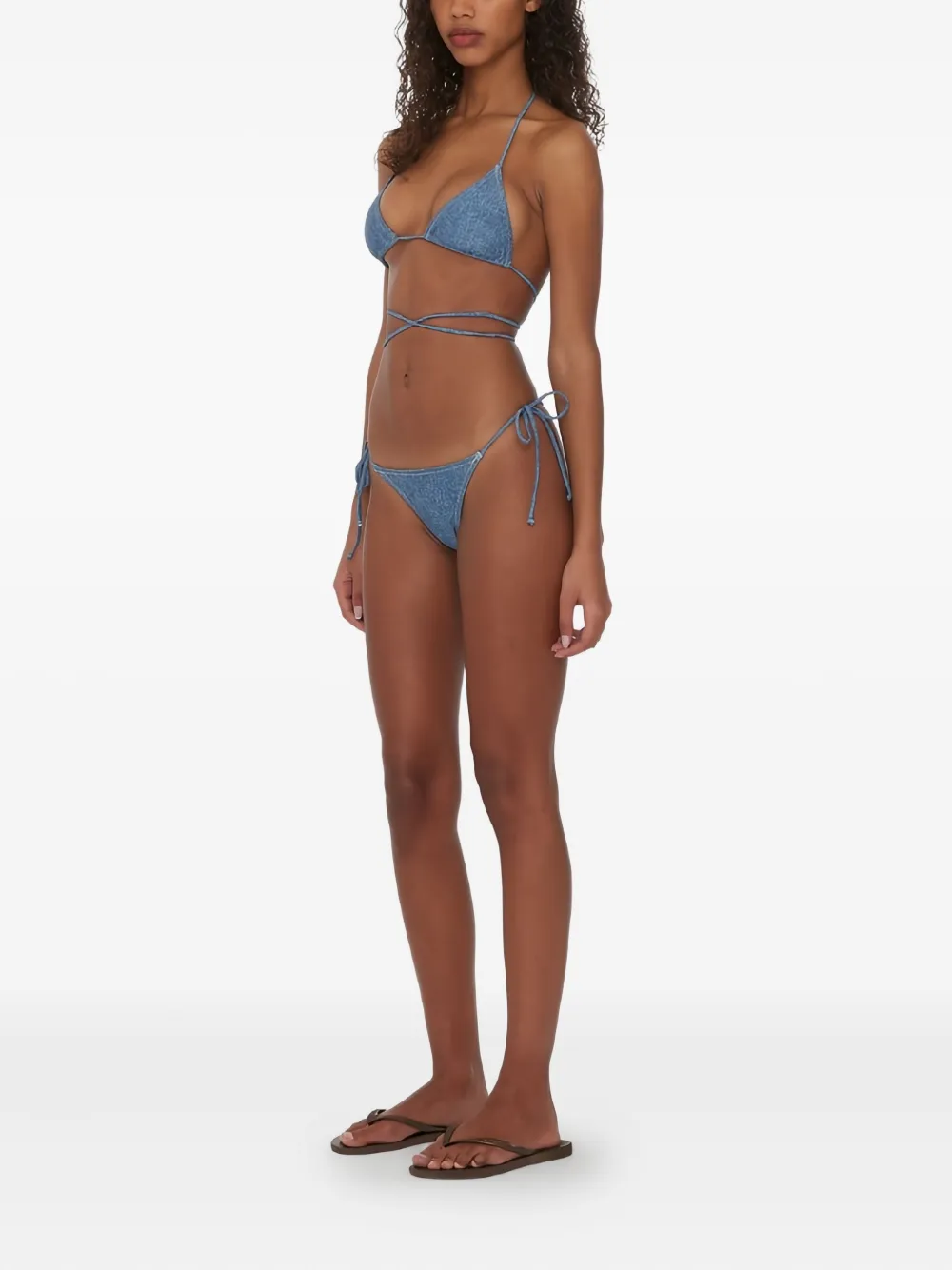 Rotate Birger Christensen Denim-print Bikini In Blue